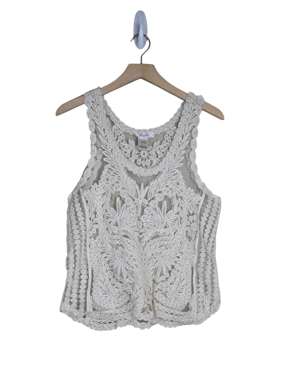 Freeway Women's L Boho Style Crochet Lace Sleeveless Top